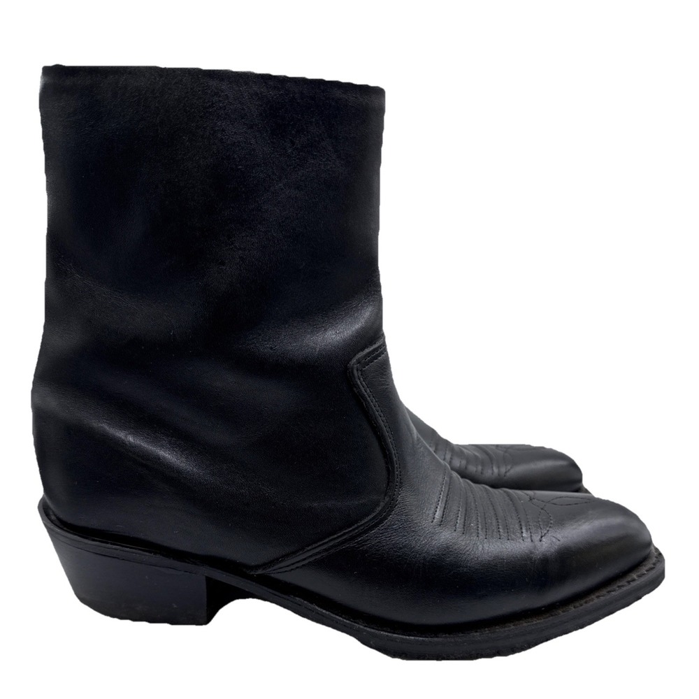 Double H Men's Black Leather Western Cowboy Dress Boots, w/Side Zip  Size 8.5‎ D